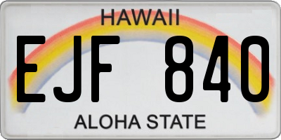 HI license plate EJF840