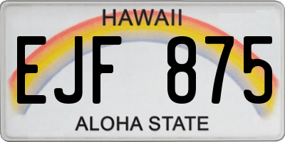 HI license plate EJF875