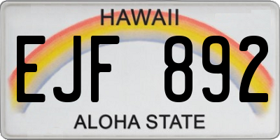 HI license plate EJF892