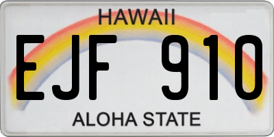 HI license plate EJF910