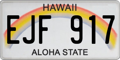 HI license plate EJF917