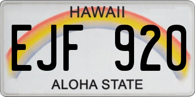 HI license plate EJF920
