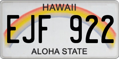 HI license plate EJF922