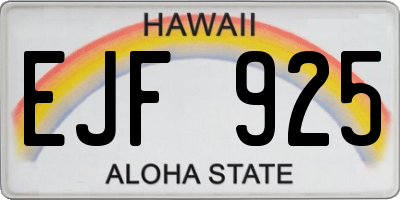 HI license plate EJF925