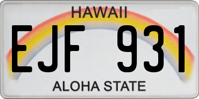HI license plate EJF931