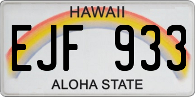 HI license plate EJF933