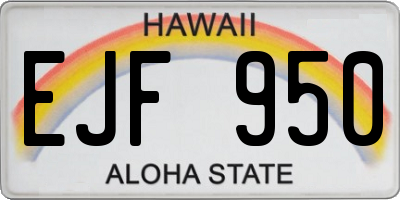 HI license plate EJF950