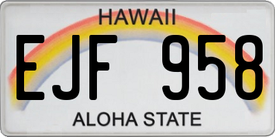 HI license plate EJF958