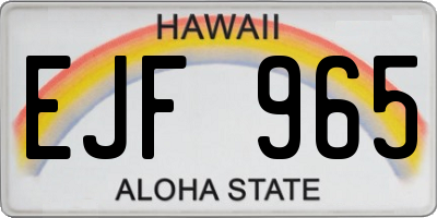 HI license plate EJF965