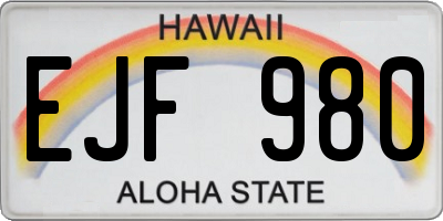 HI license plate EJF980