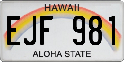HI license plate EJF981
