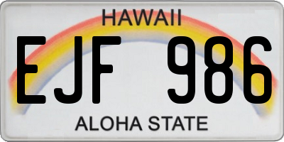 HI license plate EJF986