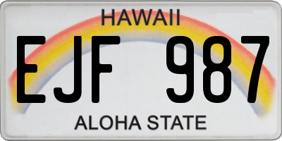 HI license plate EJF987