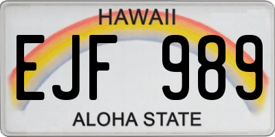 HI license plate EJF989