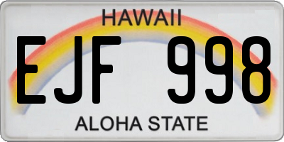 HI license plate EJF998