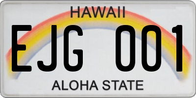 HI license plate EJG001