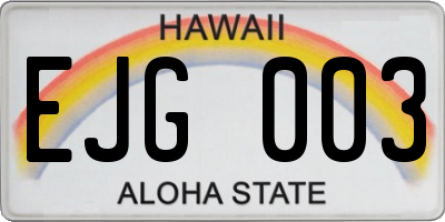 HI license plate EJG003