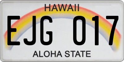HI license plate EJG017