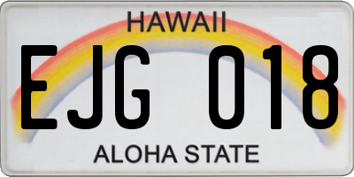 HI license plate EJG018