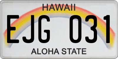 HI license plate EJG031
