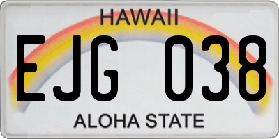 HI license plate EJG038
