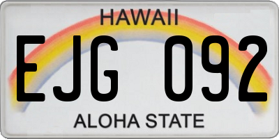HI license plate EJG092