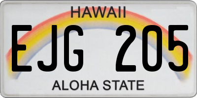 HI license plate EJG205