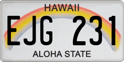 HI license plate EJG231