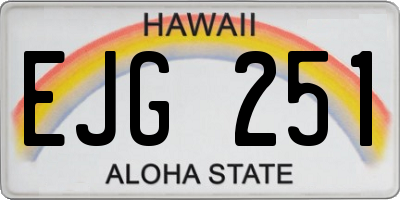 HI license plate EJG251