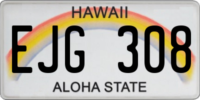 HI license plate EJG308
