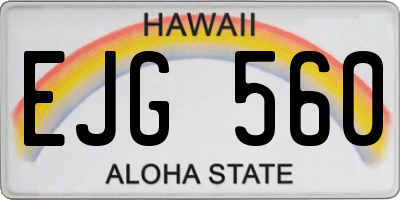 HI license plate EJG560