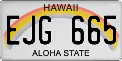 HI license plate EJG665