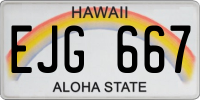 HI license plate EJG667