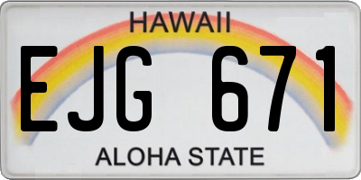 HI license plate EJG671