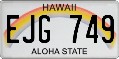 HI license plate EJG749