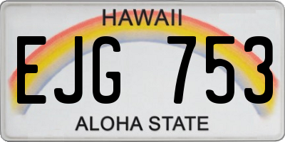 HI license plate EJG753