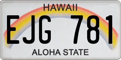 HI license plate EJG781