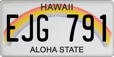 HI license plate EJG791
