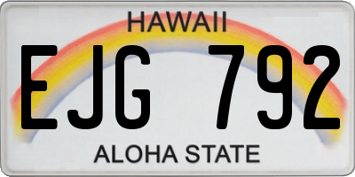 HI license plate EJG792