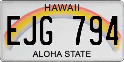 HI license plate EJG794