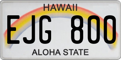 HI license plate EJG800