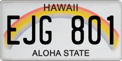 HI license plate EJG801