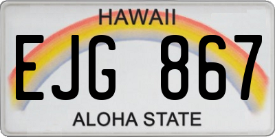 HI license plate EJG867