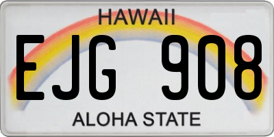 HI license plate EJG908