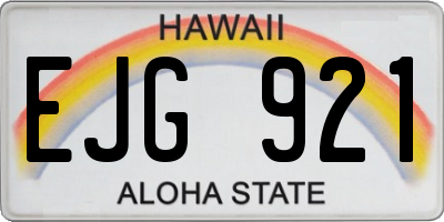 HI license plate EJG921