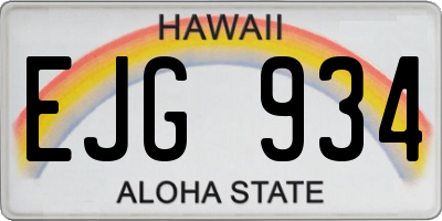 HI license plate EJG934