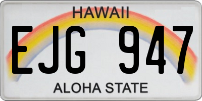 HI license plate EJG947