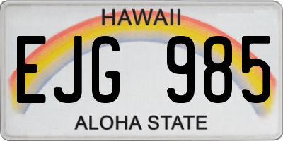 HI license plate EJG985