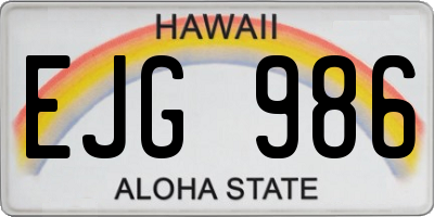 HI license plate EJG986