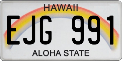 HI license plate EJG991